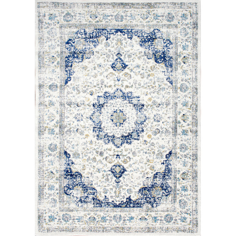 Juliea Distressed Medallion Oriental Power Loom Performance Rug, Rectangle 8' x 11'