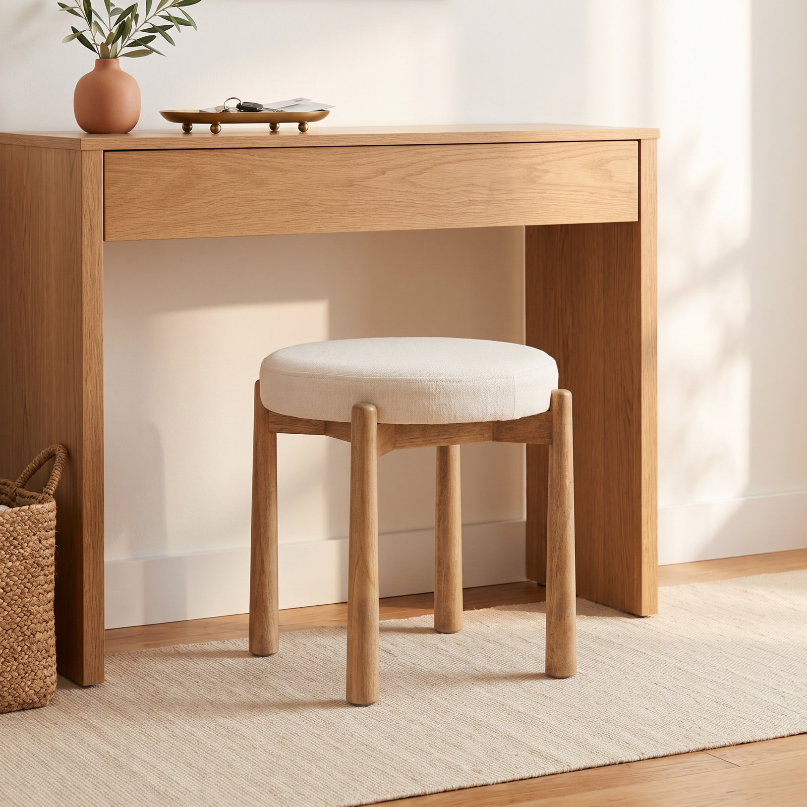 Rebecka Solid Wood Accent Stool 