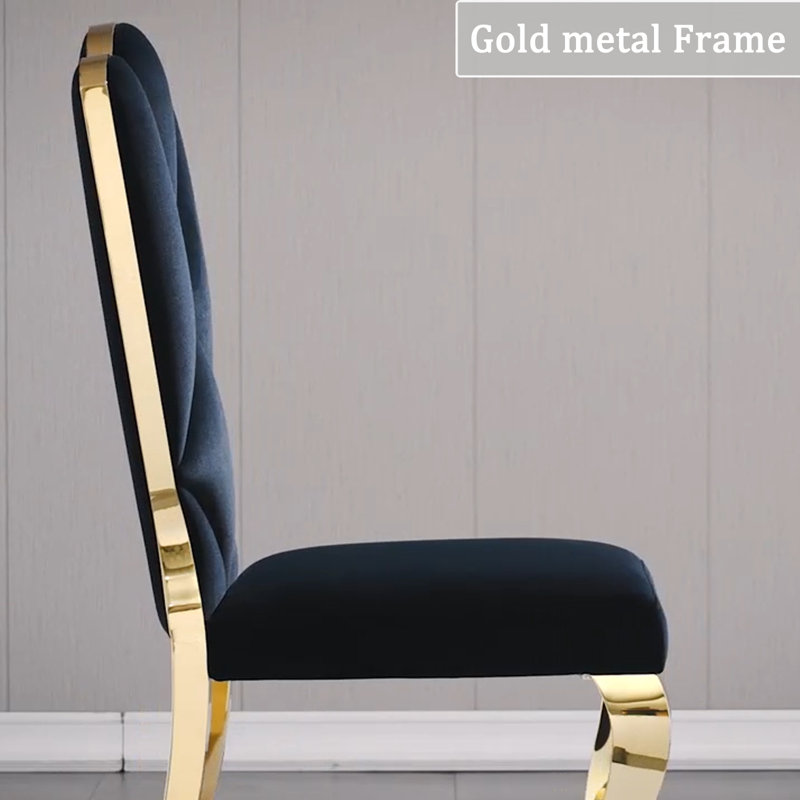 Kemonta Upholstered Dining Chair, Black, Gold
