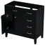 Base d'armoire de salle de bain 36 po. Meuble-lavabo autoportant noir avec tiroirs. Fabriqué en armoire moderne. Assemblage requis Élégant meuble en caoutchouc et teinté.