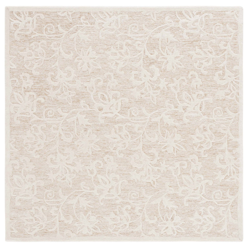 Tapis floral en laine et coton touffeté à la main Metro, Carré 6 pi