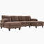 Canapé modulaire en U en chenille de 103,5 po avec double méridienne, poches de rangement et coussins d'accoudoirs pour le salon, brun-389010385