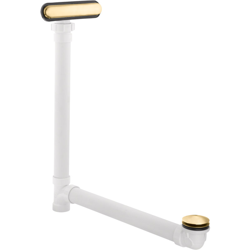 Drain de baignoire à fente Clearflo 1,5 po avec trop-plein, Laiton brossé moderne éclatant