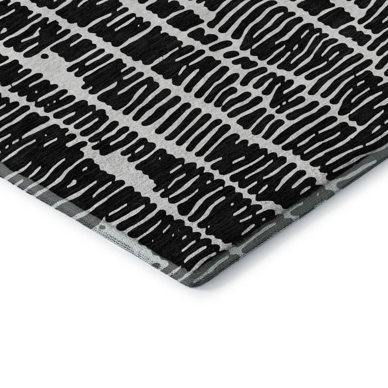 Tapis noir Prisco lavable à la machine de qualité supérieure, Rectangle 9 pi x 12 pi
