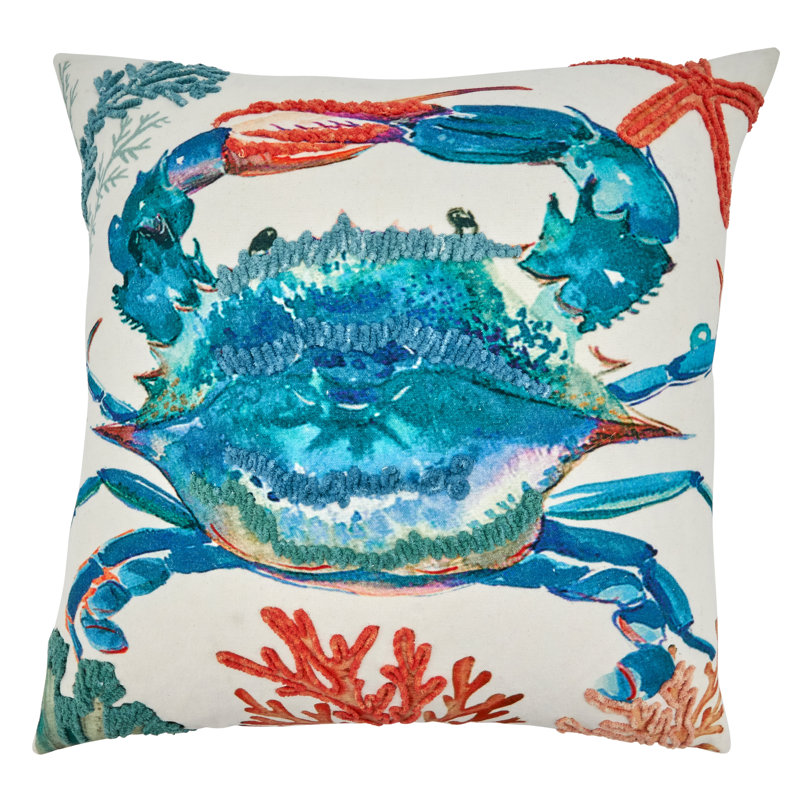 Enchantment Sea Collection Embroidered Cotton Throw Pillow, Down