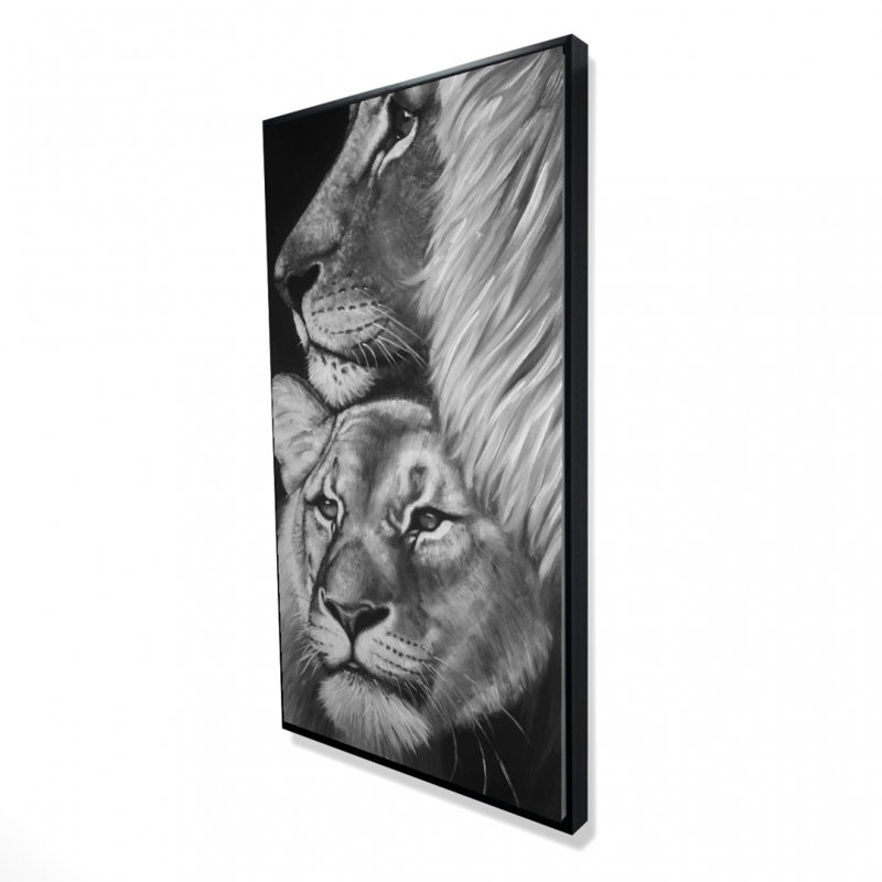 Lion and lioness - 24"x48" Framed canvas