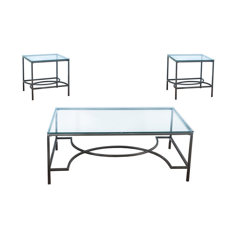 Ensemble de table de salon 3 pièces avec base en métal Maxeys