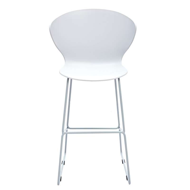 Tabouret de bar et de bar Varvara, Blanc, Tabouret de comptoir (siège d'une hauteur de 26 p