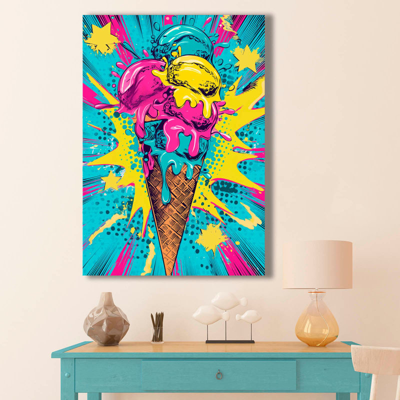 Art mural sur toile Vivid Ice Cream Pop Art - 27,6 po x 39,4 po, H 39,4 po x l 27,6 po