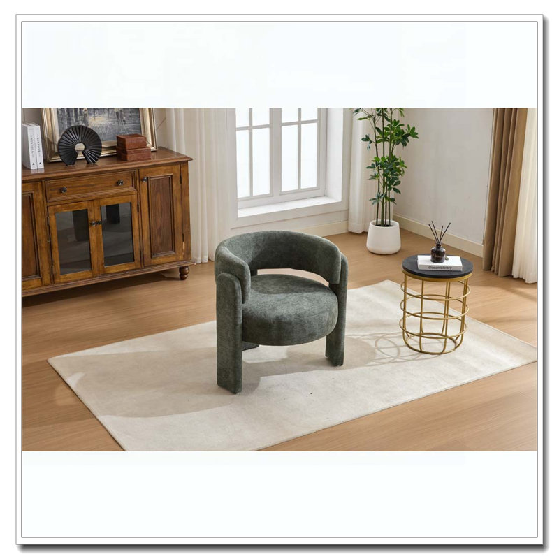 Fauteuil d'appoint moderne, fauteuil d'appoint contemporain en tissu Boucle, Vert antique