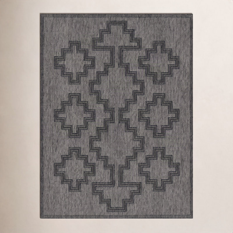 Tapis intérieur / extérieur gris anthracite Ava, Rectangle 6 pi 6 po x 9 pi