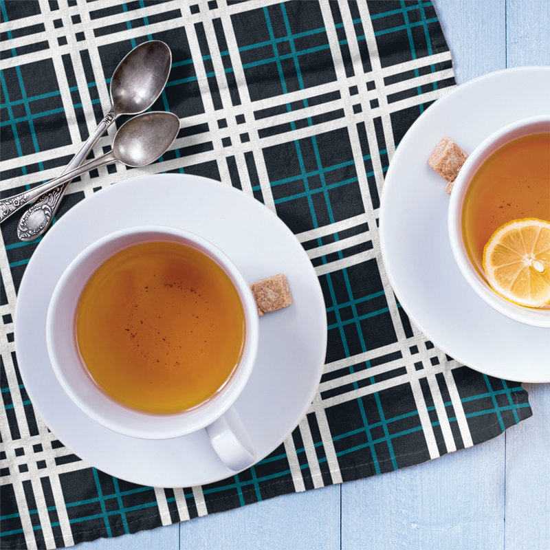 Plaid Tea Towel Kitchen Towel, Polyester, Navy/White/Blue