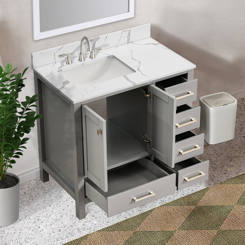 Meuble-lavabo simple 36 po Cholena, Gris