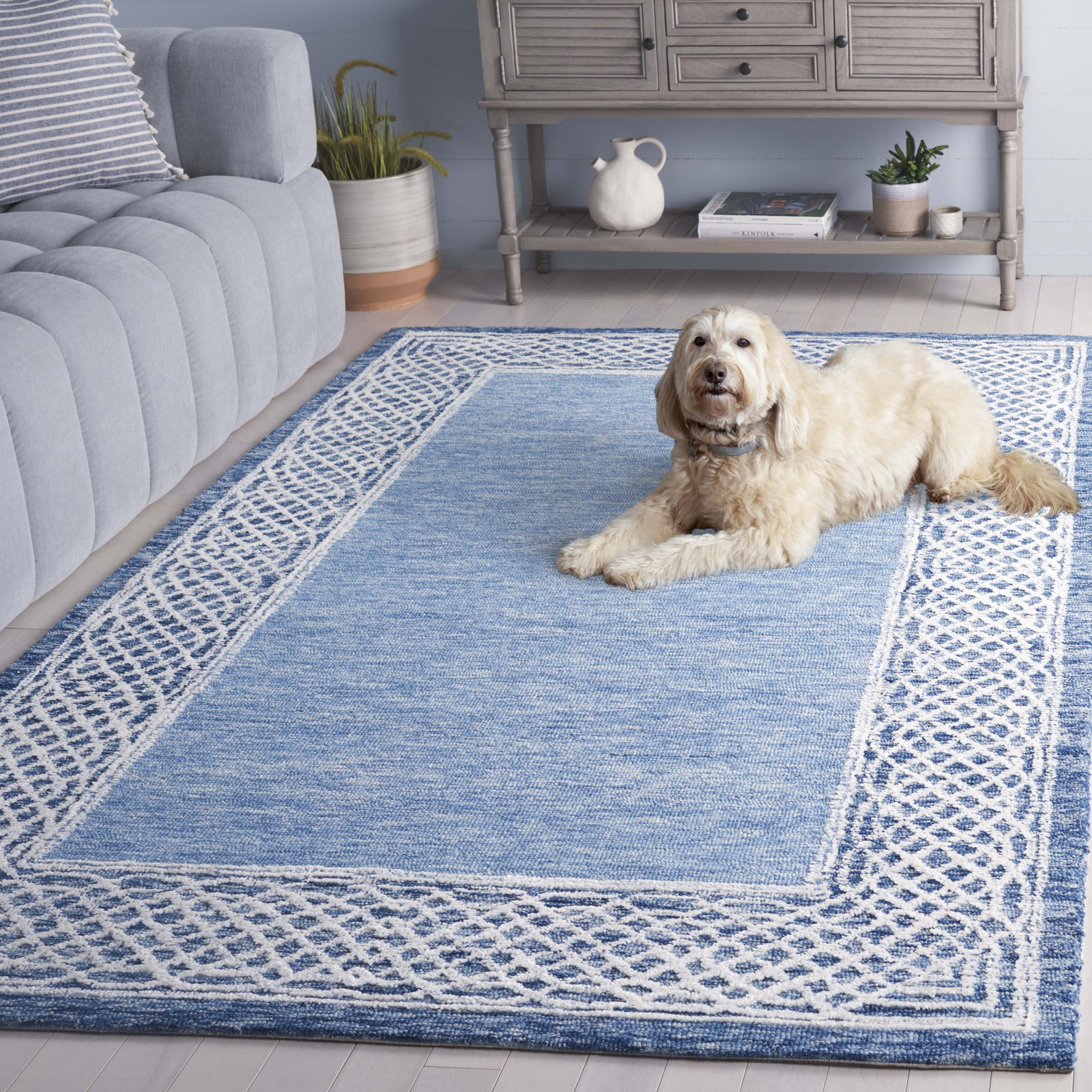 Hand-Tufted Geometric Wool Rug, Rectangle 5' x 8'