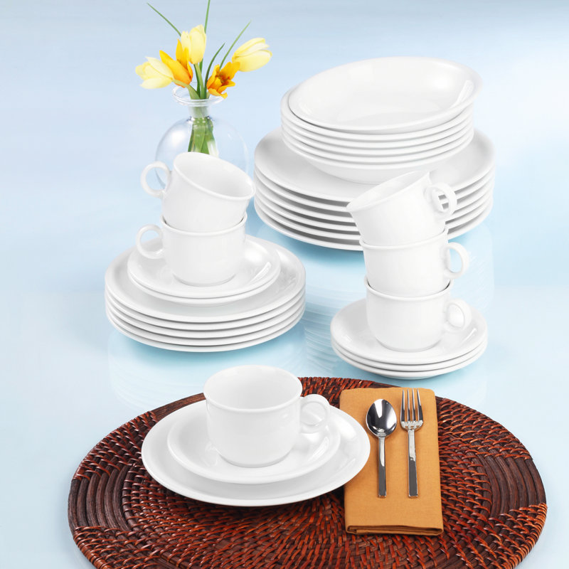 Compact White, 30-Piece Dinnerware Set