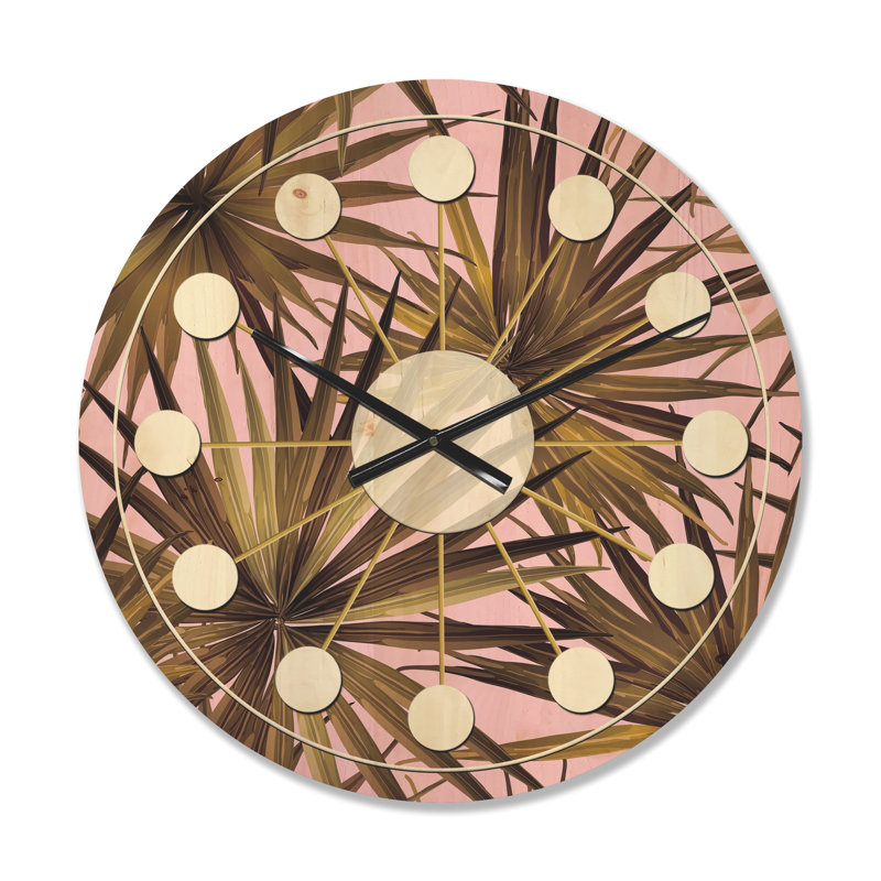 Horloge murale en bois feuilles tropicales, Petit
