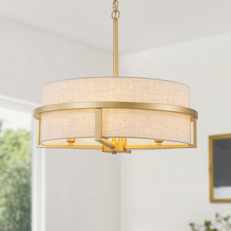 Lustre cylindrique à intensité variable 4 lumières Bazilijus, Doré