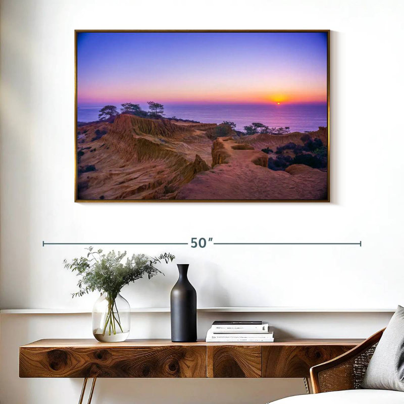 Coucher de soleil Torrey Pines, Cadre flottant doré, 40 po x 27 po
