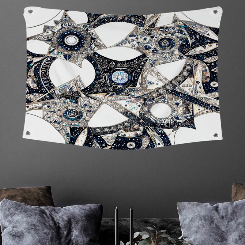 Tapisserie murale à motif d'étoile - Décoration murale géométrique, H 50 po x l 60 po