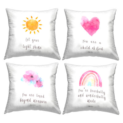 Coussin décoratif inspirant de proverbes religieux inspirants par Amber Clarkson (ensemble de 4)