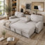 Canapé-lit modulaire Upholstery avec espace de rangement, port USB, 2 porte-gobelets sur les coussins de dossier-695041729
