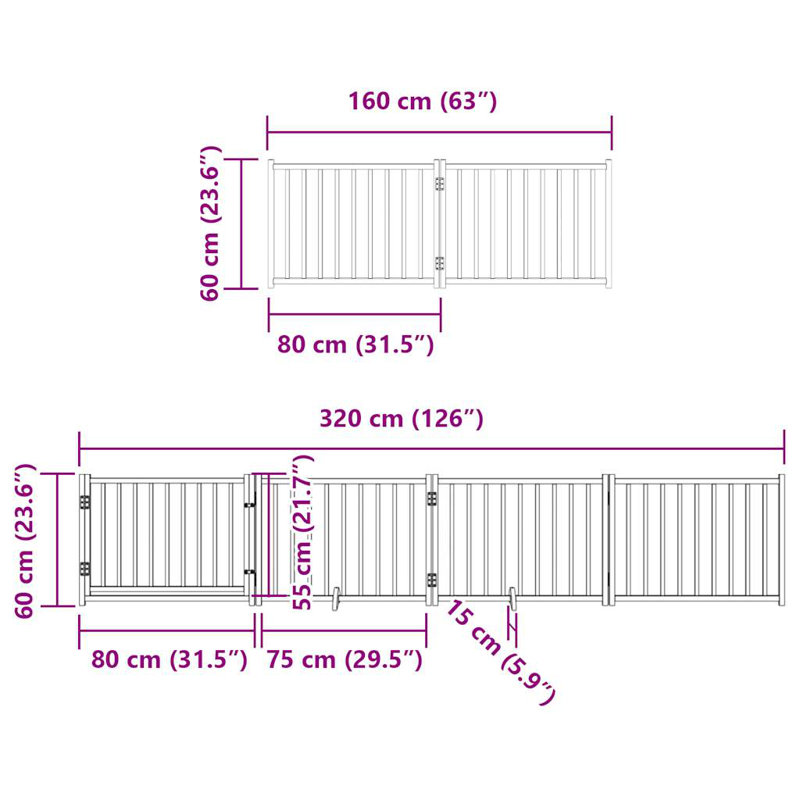 Cateline Solid Wood Dog House Door, 60cm H x 960cm W x 2cm D, Black