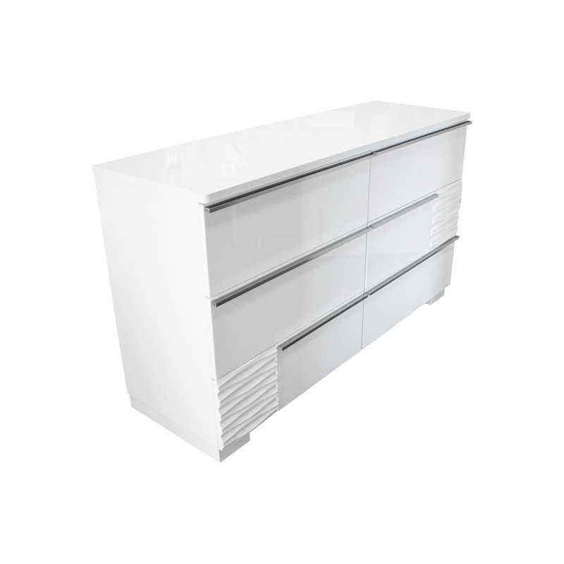 Fenner 55" 6 Drawer White Dresser 