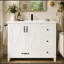 Meuble-lavabo de salle de bain avec lavabo, 4 tiroirs de rangement, tablettes de porte et tablette réglable-133416879