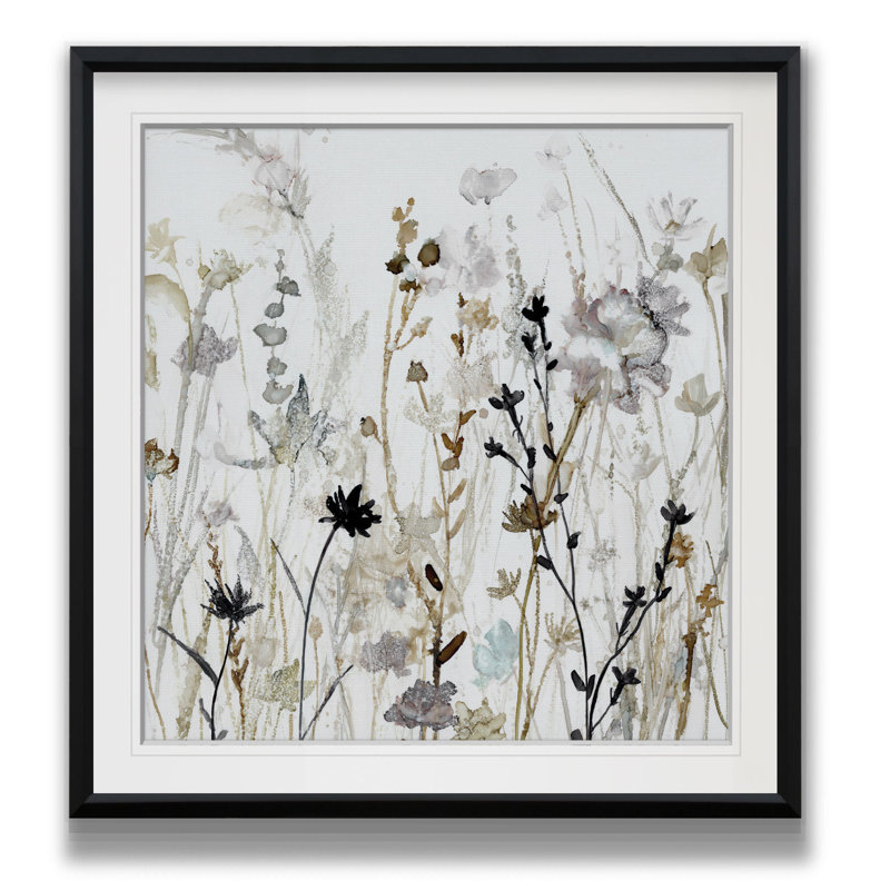 « Wildflower Mist II » - reproduction de peinture, H 17,5 po x l 17,5 po, Impression encadrée, Noir