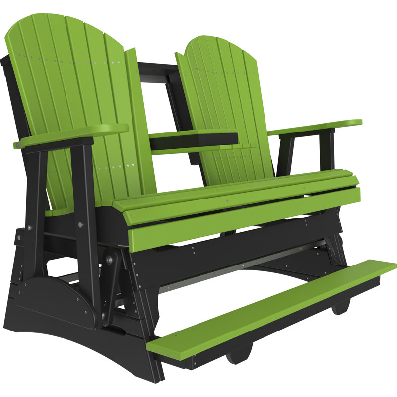 Banc d'extérieur coulissant en polywood, Vert lime / Noir