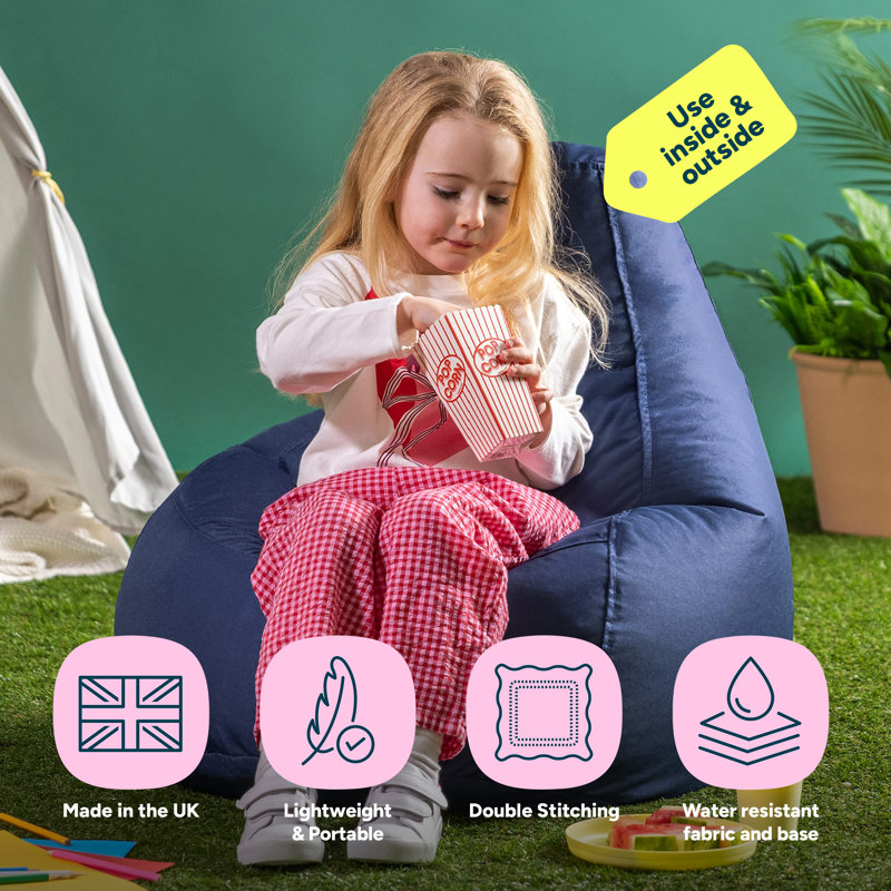 Kids Dalton Indoor-Outdoor Bean Bag, Navy Blue
