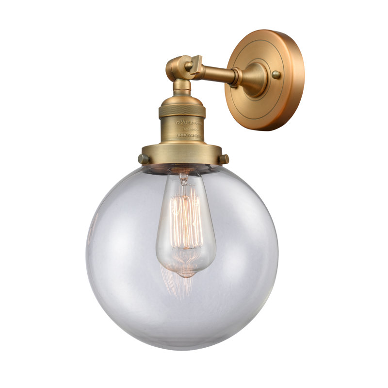Clementina Dimmable Bath Sconce, 6 Watt Vinage LED Bulb, Clear, Brushed Brass