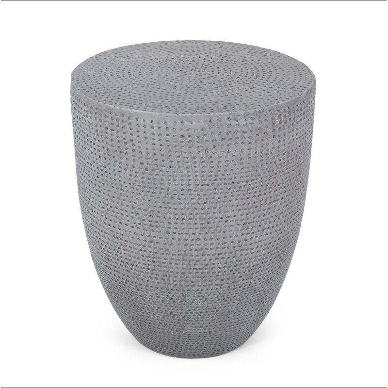 Lightweight Concrete Outdoor Side Table with Tapered Cylindrical Design – Textured Surface, Modern Minimalist, No Assembly for Patio/Garden/Living Room
