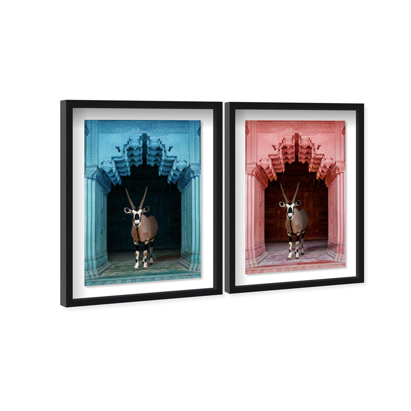 Whatsup Entrance Set of 2 Animals Shadowbox by Oliver Gal, 16.5" H x 11.5" W, Black