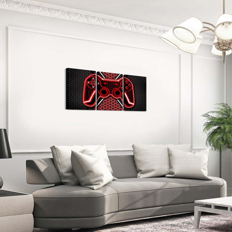 3 Piece Wrapped Canvas Wall Art, Red