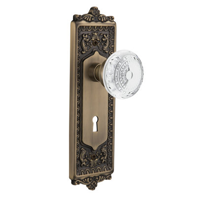 Bouton de porte de porte mortaise intérieur en cristal avec oeuf, & plaque longue pour fléchettes