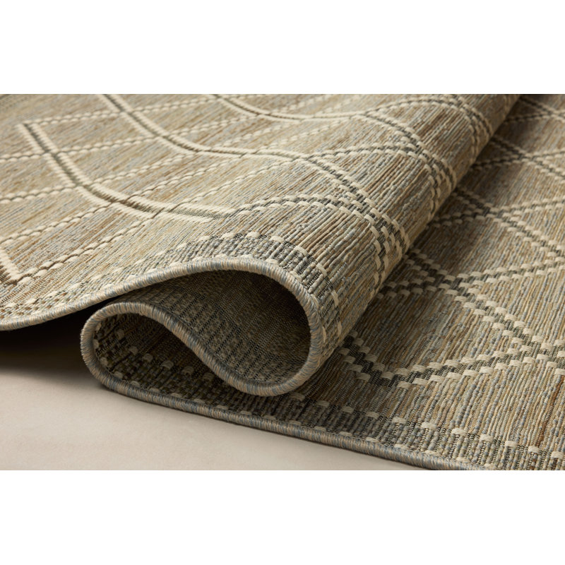 Loloi Saylor Stone / Ivory Indoor/Outdoor Area Rug, Rectangle 8'6" x 12'