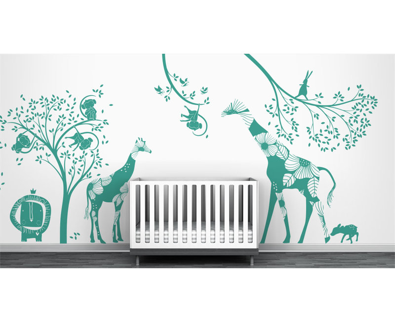 Décalcomanie murale jungle baby, Turquoise