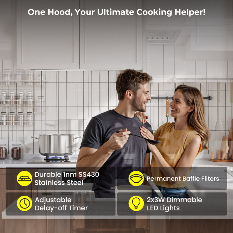 36-Inch 900 CFM Convertible Insert Range Hood with LCD 4-Speed Touch Control, Remote in Stainless Steel