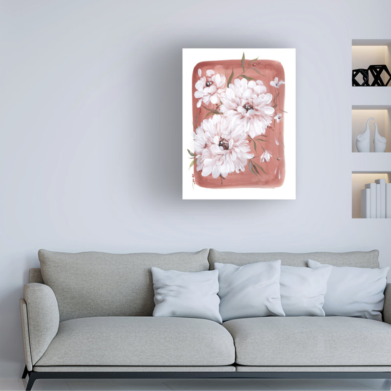 Art mural sur toile tendue - Amanda Cook «White + Rust Flowers» pour décoration de salon, de chambre à coucher ou de bureau - 24 x 32