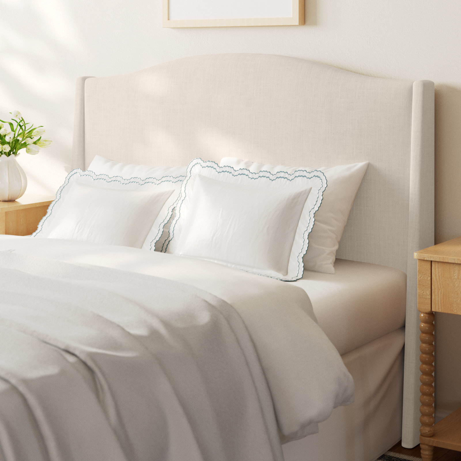 Byrd Cotton Headboard, Queen, Classic Talc Linen