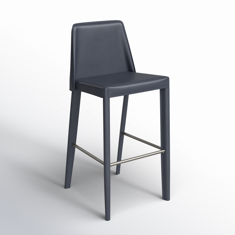 Pemma Vegan Leather Bar Stool, Dark Blue