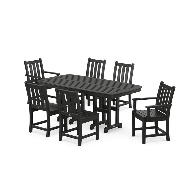 POLYWOOD Traditional Garden 7-Piece Dining Set, Black