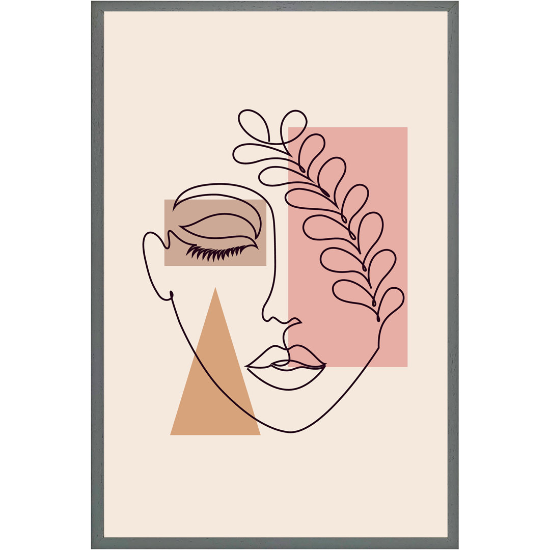 Athenea Minimal Line Drawing Of Womans Face - Single Picture Frame Print