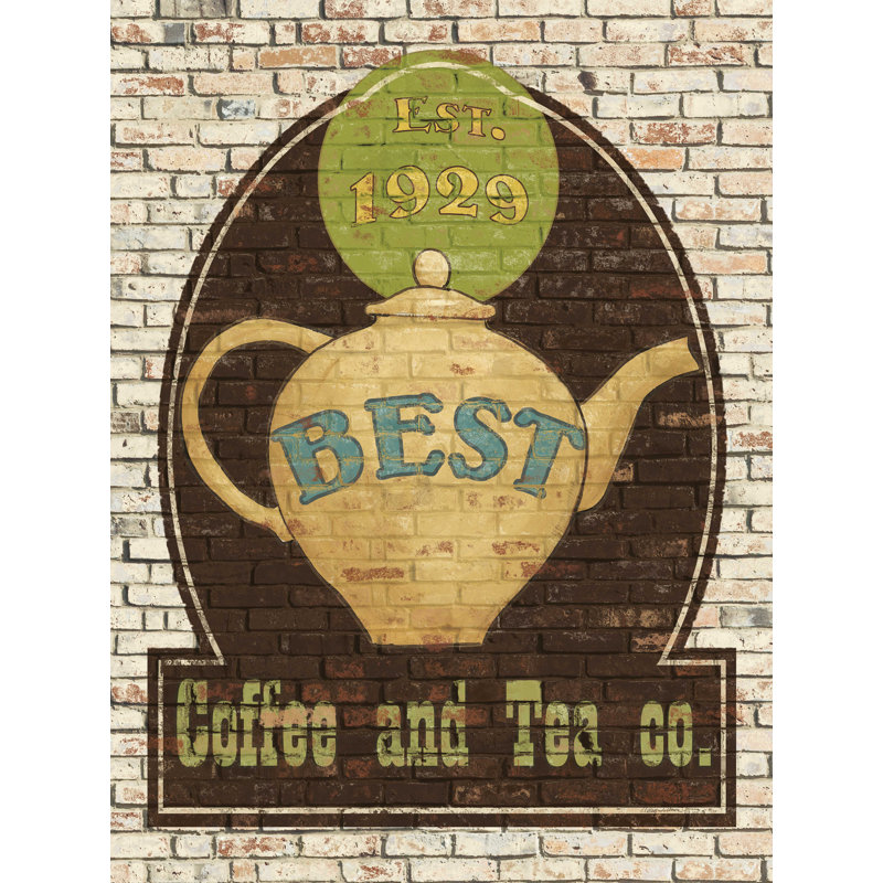 «Best Coffee and Tea», art textuel sur toile tendue, H 32 po x l 24 po