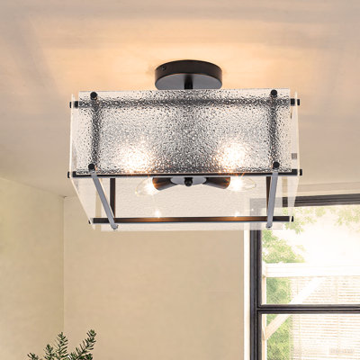 4 Light Glass Geometric Semi Flush Mount