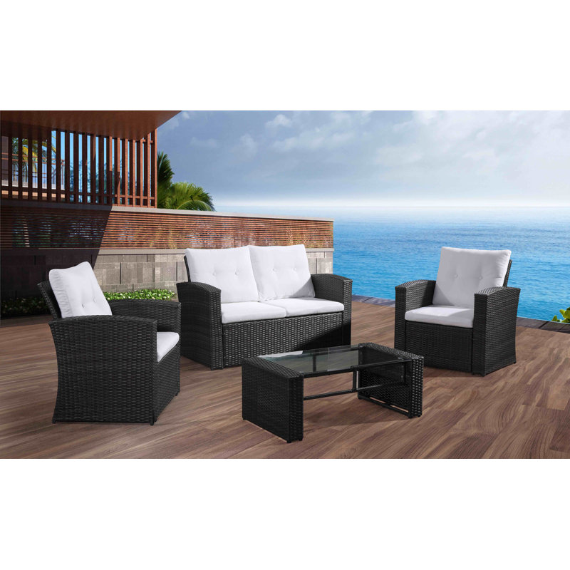 Gutshall 4 - Person Patio Conversation Set with Cushions, Charcoal