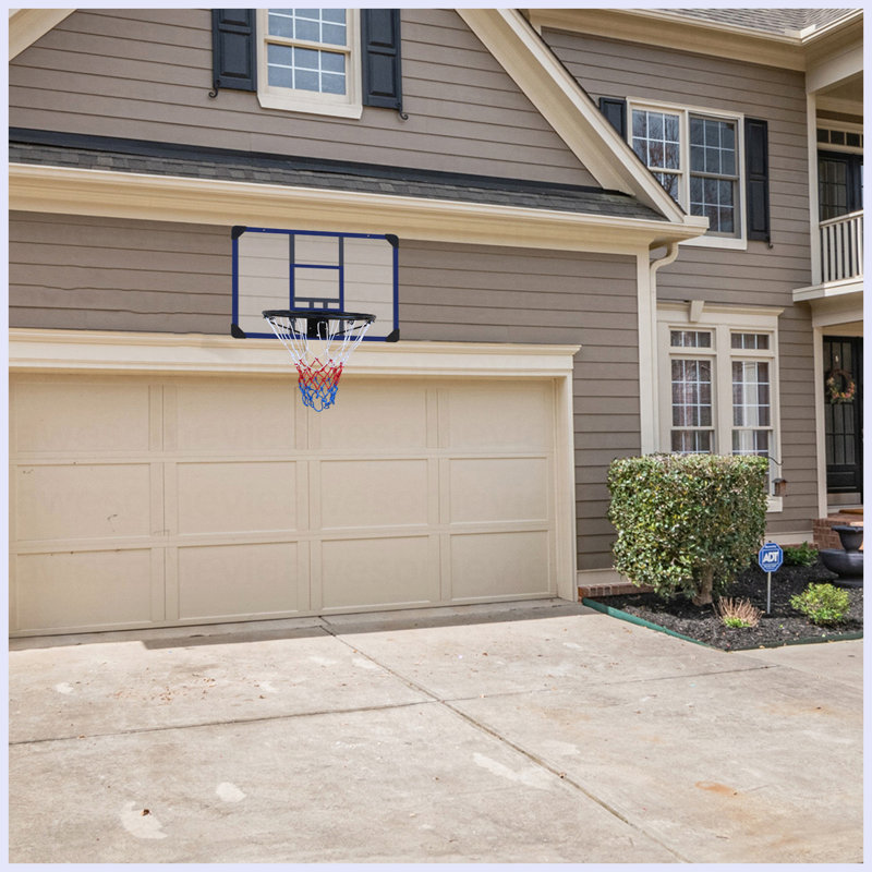 Panier de basketball mural, dossier incassable 35 x 24 pouces, cercle pliable, cercle durable et filet résistant aux intempéries pour une utilisation intérieure et extérieure