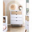 Commode de chambre blanche et naturelle avec tiroirs de rangement