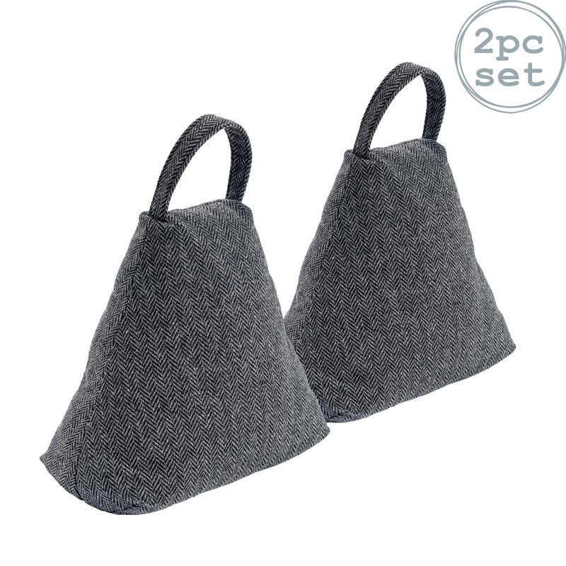 Nicola Spring - Herringbone Door Stop - 23 x 22.5cm - Grey